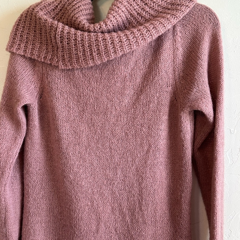 Berretti Made in Italy Cozy Mauve Pink Cowl Neck Mohair Wool Sweater Sz M - Picture 9 of 12